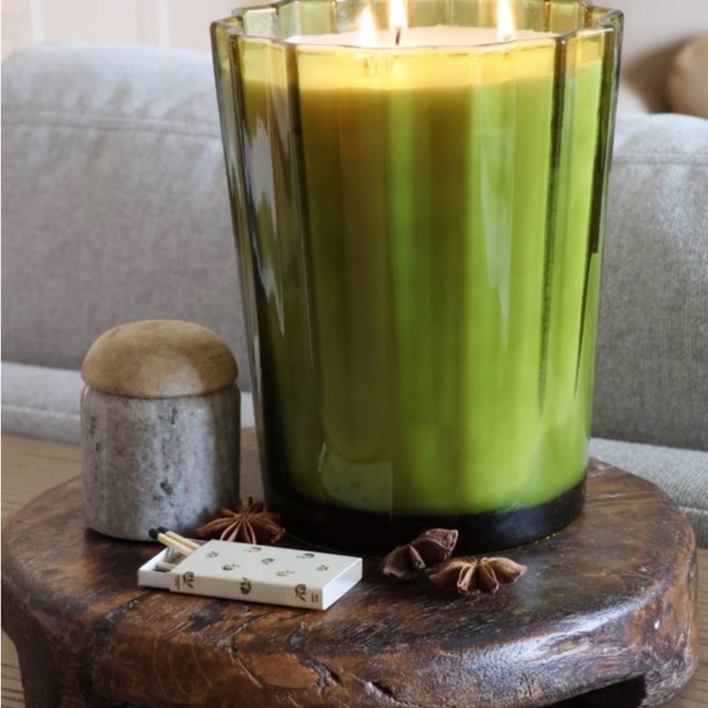 Sand + Fog 57 oz. Scalloped Candle with Rubber Wood Lid Frazier Fir Green - Picture 2 of 6